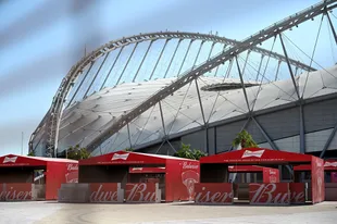 The beer stalls at Khalifa Stadium before the ban