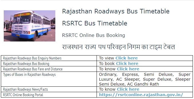 Rajasthan Roadways Information